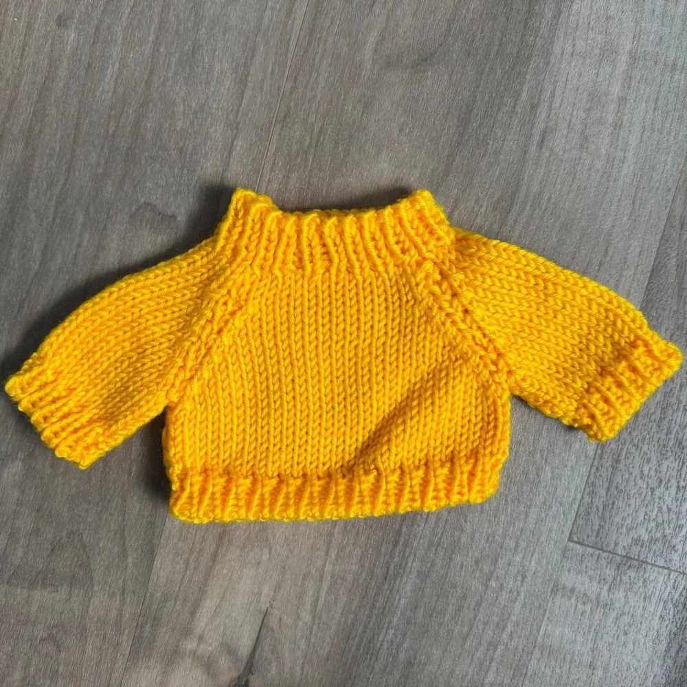 Handmade Knit Doll Sweater Happy Birthday Cake Embroidery Stuffie Accessory Cute
